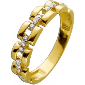 Damenring Gelbgold 333 8 Karat weiße Zirkonia Kettendesign