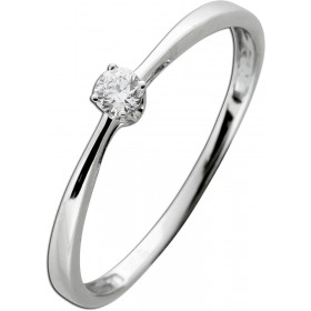 Solitär Ring Weißgold 585 14 Karat Diamant 0.08ct W SI
