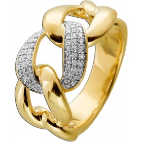 Diamantring Panzerketten Cuban Look Gelbgold 585 14K Diamanten 0.33ct  