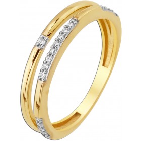 Damenring Gelbgold 333 8 Karat weiße Zirkonia Brillantlook