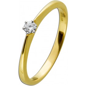 Brillant Solitärring Gelbgold 585 14 K 0,08ct TW/VSI 