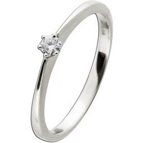 Brillant Solitärring Weißgold 585 14 K 0.08ct TW VSI