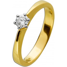 Brillant Solitärring Gelbgold 585 14 K 0.25ct TW VSI  