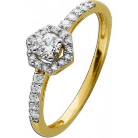 Brillant Ring Halo Gold 585 14K Diamanten 0.33ct.