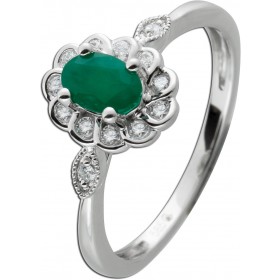 Smaragd Ring Weißgold 585 14K grüner Edelstein Brillanten 
