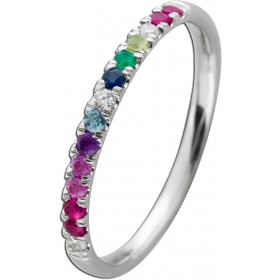 Memoire Ring Weißgold 585 14K Brillanten 0.04ct bunte Edelsteine