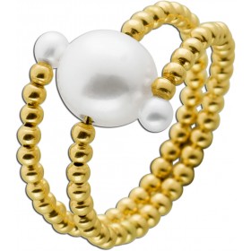 Perlen Ring Gelbgold 585 14K Süßwasserzuchtperlen 3-8.5mm flexibel