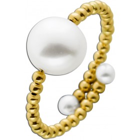 Perlen Ring Gelbgold 585 14K Süßwasserzuchtperlen 3-9mm flexibel