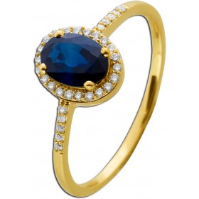 Saphir Ring Gelbgold 585 14K 1ct Saphir blau Brillanten