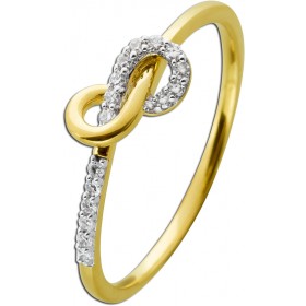 Brillant Infinity Ring Gelbgold Weißgold 585 14K Diamanten 0.08ct