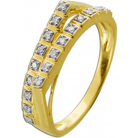 Diamantring Gelbgold 585 14K Brillanten 0.14ct W SI  