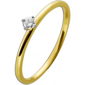 Vorsteckring Gelbgold 585 14K Solitär Diamant 0.08ct W SI