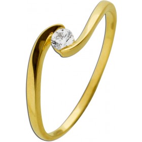 Verlobungsring Gelbgold 585 14K Solitär Diamant 0.13ct W SI