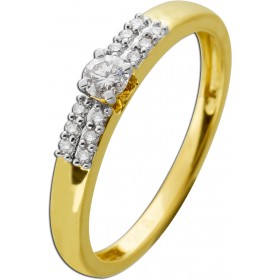 Diamantring Gelbgold 585 Weißgold 14K Diamanten 0.23ct W SI 