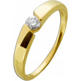 Vorsteckring Gelbgold 585 14K Solitär Brillant 0.20ct W SI