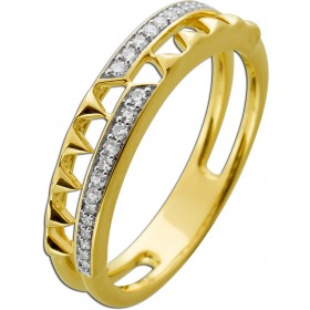 Diamantring Gelbgold 585 Weißgold 14K Brillanten 0.11ct