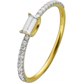 Diamantring Gelbgold 585 Weißgold 14K Brillanten 0.25ct W VS 