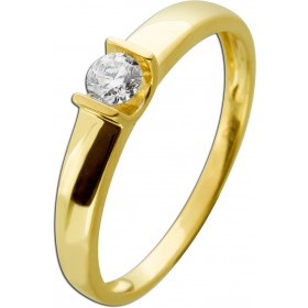 Verlobungsring Gelbgold 585 14K Solitär Brillant 0.20ct W SI 