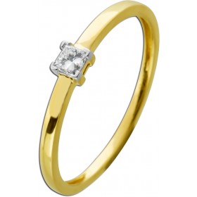 Verlobungsring Gelbgold 585 14K Solitär Diamant 0.16ct W SI 