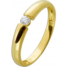 Spannring Gelbgold 585 14K Solitär Brillant 0.10ct W SI