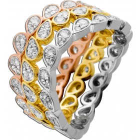Tricolor Brillantring Ring Set Gelbgold Rosegold Weißgold 585 14K 2ct