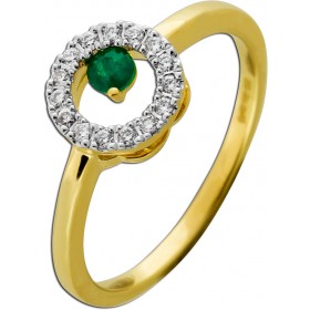 Smargd Happy Lady Ring Gelbgold 585 grüner Smaragd Diamonds 0.15ct TW VSI