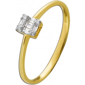 Diamant Ring Gelbgold Weißgold 585 14K Brillanten 0.10ct  