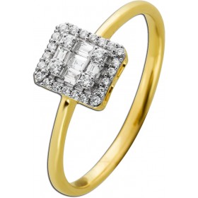 Brillantring Gelbgold Weißgold 585 14K Diamanten 0.17ct  