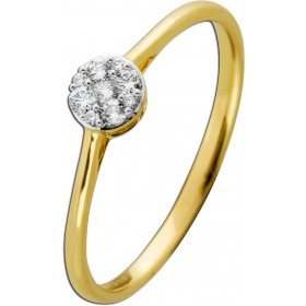 Brillantring Gelbgold Weißgold 585 14K Diamanten 0.13ct TW VSI 