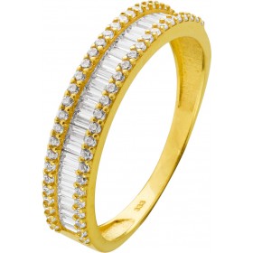 Memoire Ring Gelbgold 333 8K weiße Zirkonia Brillantlook