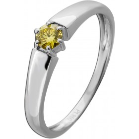 Solitärring Platin 950 gelber Diamant 0.25ct Verlobungsring