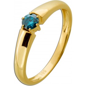 Brillantring Gold 585 14K blauer Solitär Diamant 0.25ct