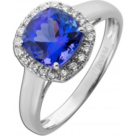 Tansanit Ring Platin 950 violett blauer Edelstein 2.5ct Brillanten Halo