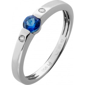 Tansanit Ring Platin 950 violett blauer Edelstein 0.25ct Brillanten 0.03ct