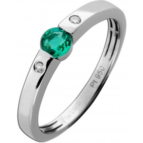 Smaragd Ring Platin 950 grüner Edelstein 0.25ct Brillanten 0.03ct 