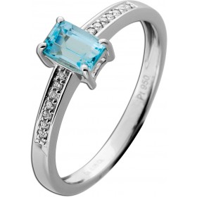 Blautopas Ring Platin 950 hellblauer Sky Blue Topaz Brillanten 0.05ct