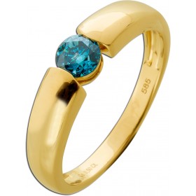 Diamant Ring Gold 585 14K blauer Solitär Brillant 0.50ct  