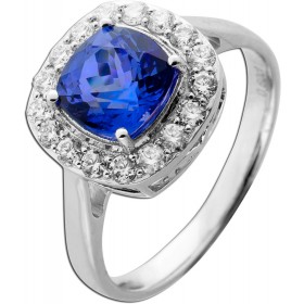 Tansanit Ring Weißgold 585 14K lila Edelstein Lab Grown Diamanten