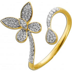 Blumen Ring Gold 585 14K Natur Diamanten 0.32ct