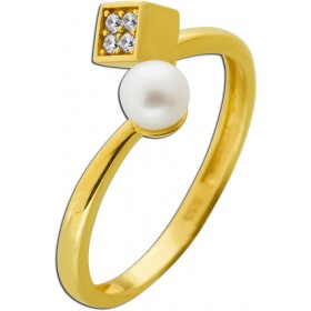 Perlenring Gold 333 8K Süßwasserzuchtperle Zirkonia