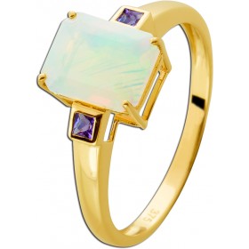 Opal Ring Gold 375 9K blaue Tansanite Natur Edelsteine 