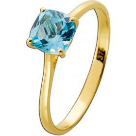 Blautopas Ring Gold 375 9K Natur Sky Bluetopas 1.3ct