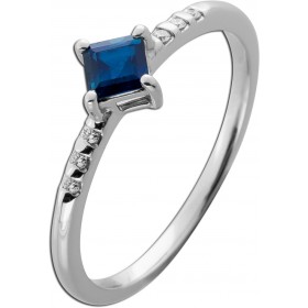 Saphir Ring Platin 950 natürlicher Edelstein Princess Cut 6 natürliche Brillanten 
