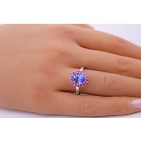 Tansanit Ring Platin 950 nat Tansanit 2.65ct. nat Rubine 0.30ct