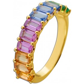 Saphir Ring Gold 585 14K nat. gelbe pinke blaue grüne Saphire 3.53ct.
