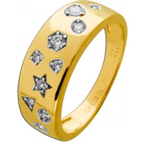 Brillant Ring Gold 333 8K Lab Grown Diamanten Geomet Herz Stern