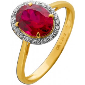 Rubin Ring Gold 333 8K Labor Rubin 1.65ct. Lab Grown Diamanten 0.20ct