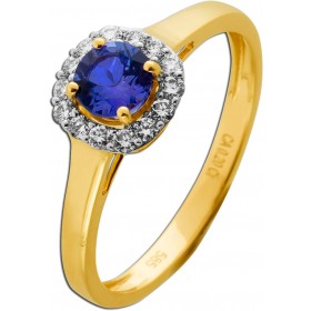Tansanit Ring Gold 585 14K nat. Tansanit 0.53ct Natur Diamanten 0.20ct