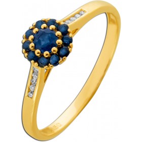 Saphir Ring Gold 333 8K Natur Saphire 0.41ct Natur Diamanten 0.05ct
