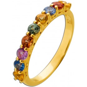 Saphir Ring Gold 585 14K bunte Natur Saphire Citrin Tansanit 1.2ct